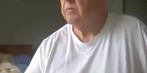 old man jerking his big dick