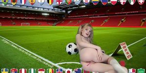 SHY TEEN CINDERELLA - POSES IN FRONT A FULL SOCCER STADION - POSING NUDE