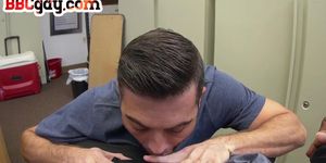 BBC gay doggyfucks his white anal hole in the office