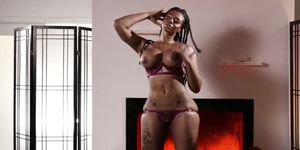 Curvy Ebony girl blows big cock before doggy and spoon sex