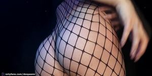 ASMR scratching ass in fishnet tights