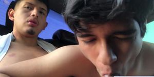 CJXXX - Latin twink barebacked for cumshot after sucking in the car