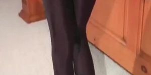 Black leggings tease