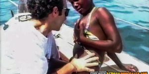 EXPLOITED AFRICAN IMMIGRANTS - Black Bikini Babe Public Interracial Banging On A Boat And Beach
