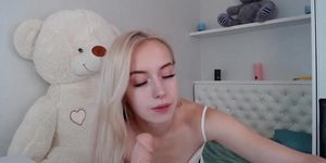 Sexy teen camgirl fucks a teddy bear