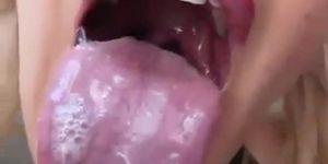 Sexy blonde tongue spit fetish