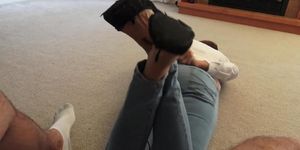 Hogtied Roommate Gets Her Feet Fucked