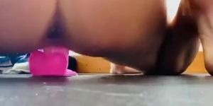 Wet Pussy Riding Pink Dildo