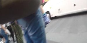 Candid Upskirt Teen Walking in NYC