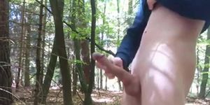 Huge Cock Public Cum in Forest