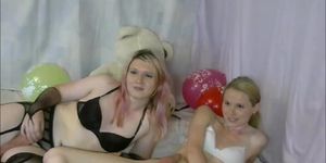 Blond shecocks having oral fun and masturbate together