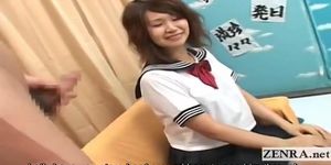 Subtitled CFNM Japanese schoolgirl uniform amateur