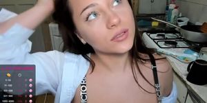 Ukraine girl in the kitchen broadcasts on webcam