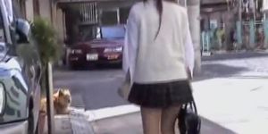 Asian school girl attacked by a nasty street sharker.