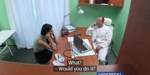 FakeHospital Doctor fucks Porn actress over desk in private clinic (Jasmine Jae)