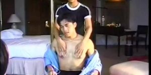 Asian twinks giving heads while breeding in trio for jizz (amateur )