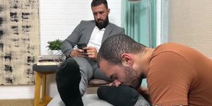 MY FRIENDS FEET - Handsome bearded businessman foot licked and worshipped