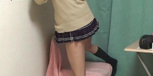 Japanese Schoolgirl Upskirt from Under Desk