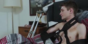 Injured Trevor's soft moans while being jerked off