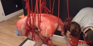 ASSYLUM - Waxed and flogged BDSM anal teen (Cum Hungry)