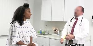 Horny doc fucks ebony patient during check up