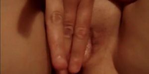 shaved moist pussy rubbing
