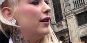 Beautiful busty Belgian slut Malaurie loves double anal