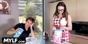 Mylf - Lovely Stepmother With Glasses Gets Naked And Bangs Her Horny Stepson On The Kitchen Table (Chanel Preston )