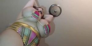chubby amateur blonde shows her natural tits