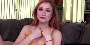 Ginger braces babe sucking pov cock in erotic couple