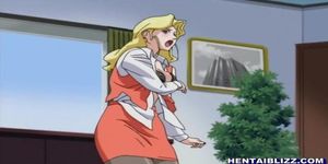Lingeris office girl hentai gets squeezed her bigtits and fingered pussy