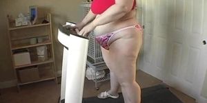 fat woman on treadmill