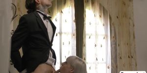 Trans bride and her busty brides maid fucked by the groom