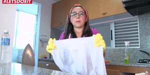 Big Ass Latina Maid Loves cleaning dick cum - LETSDOEIT