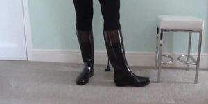 Hunters . Dominant Riding Mistress in her new Rubber Hunter Boots