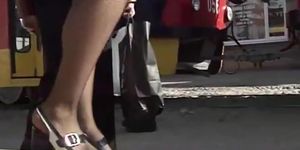 Upskirt voyeur video of a stimulating chick
