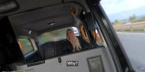 Enticing blonde impaled in the backseat of taxi