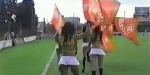 Cheerleader bitches in explicit clothing candid video
