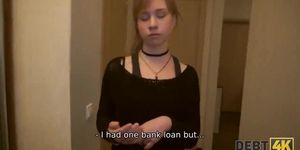 Debt4k&period; Experienced collectors penis reminds 21-year-old chick about the debt