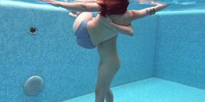 Lizi Vogue and Lady Dee swim and strip naked lesbians