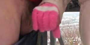 Blonde wife warms stranger's dick in the snow