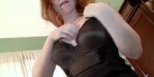 Hot redhead mother seductive striptease