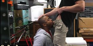 Gay IR office 3some banging for horny black gay pawn