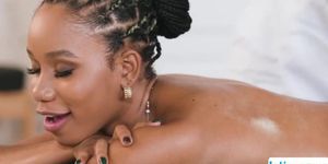 Busty masseuse licks her ebony customer (Jenna Sativa)
