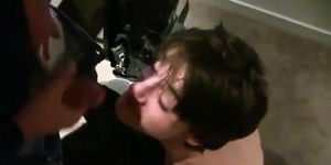 Twink doesnt like the cum I shoot in his mouth