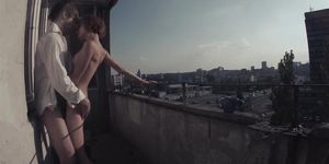 HOMEGROWNVIDEO - Redhead has her morning coffee and sex on the balcony