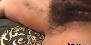 Hairy ebony desire hole got filled up rough