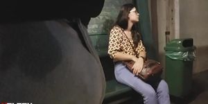 Bulge masturbation for lonely cute teen girl