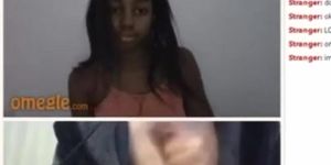 Omegle cute black girl flashed her boobs while  ...