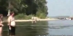 Fishing with nude Russian Teens